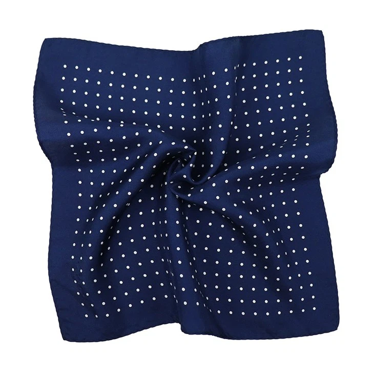Navy Blue And White Polka Dot Pocket Square